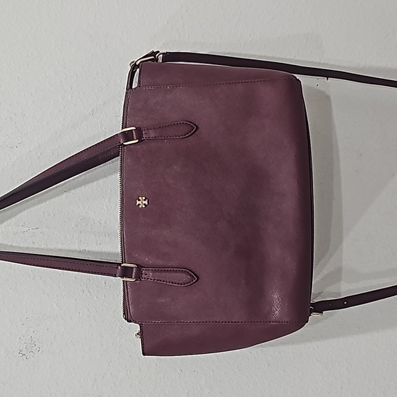 Tory Burch Emerson Micro Satchel Crossbody Shoulder Bag Burgundy Tote - Picture 4 of 16